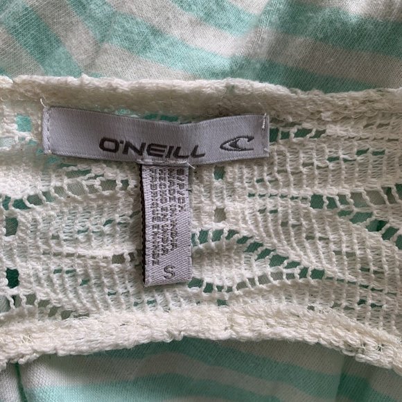 O’Neil Striped Sun dress Juniors S Small Off White Lace 100% Cotton sundress - Picture 6 of 7